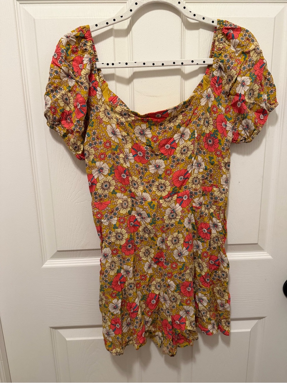 Lily Rose Yellow Floral Puff-Sleeve Romper